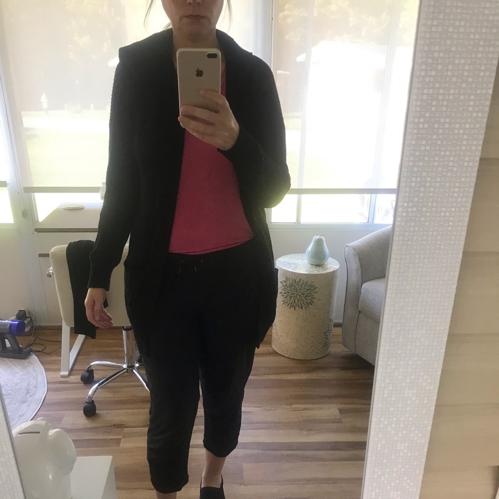 Black knit long hooded sweater-so comfy